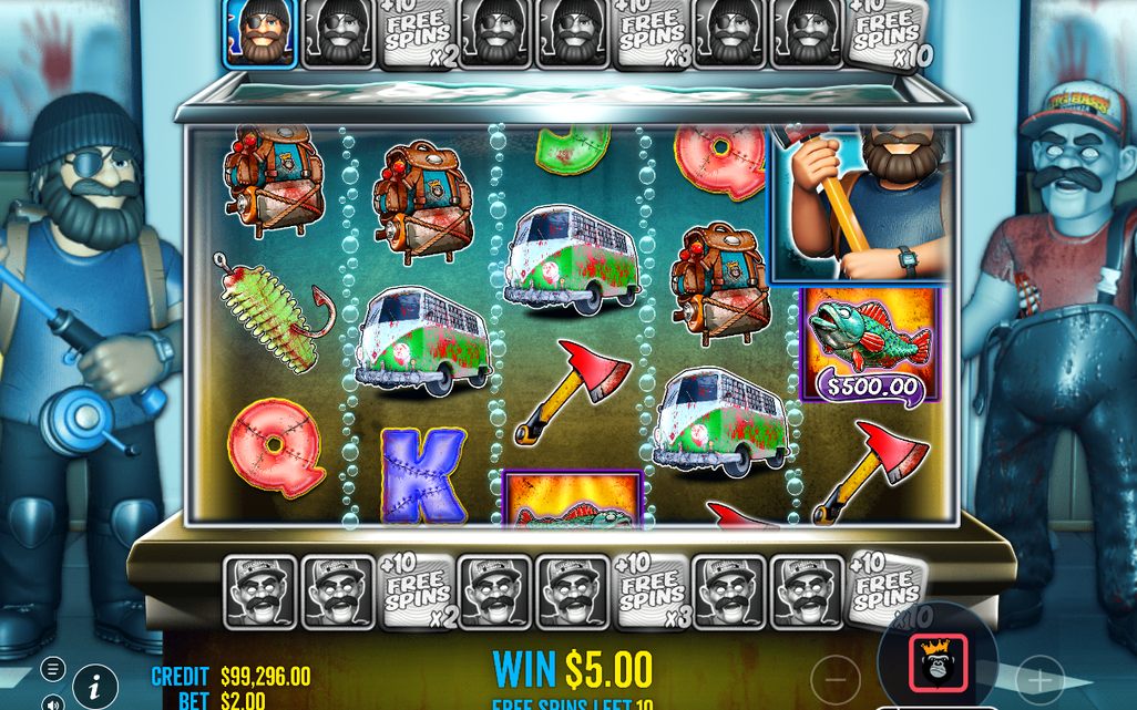 Gratis snurr med blå WILD FISHERMAN-räknare